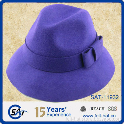 purple pure wool felt lady bucket hat for wholesale